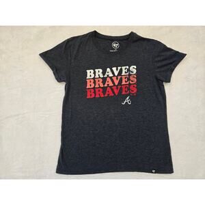 47 Brand Atlanta Braves Womens Short Sleeve Tee Gray Size Small